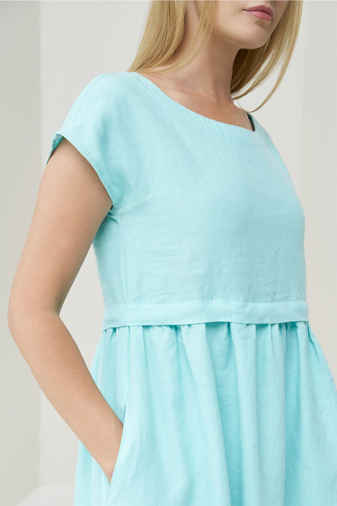 Image 12 of Soft linen dress features short sleeves and side pockets Molly from Baltic Linen